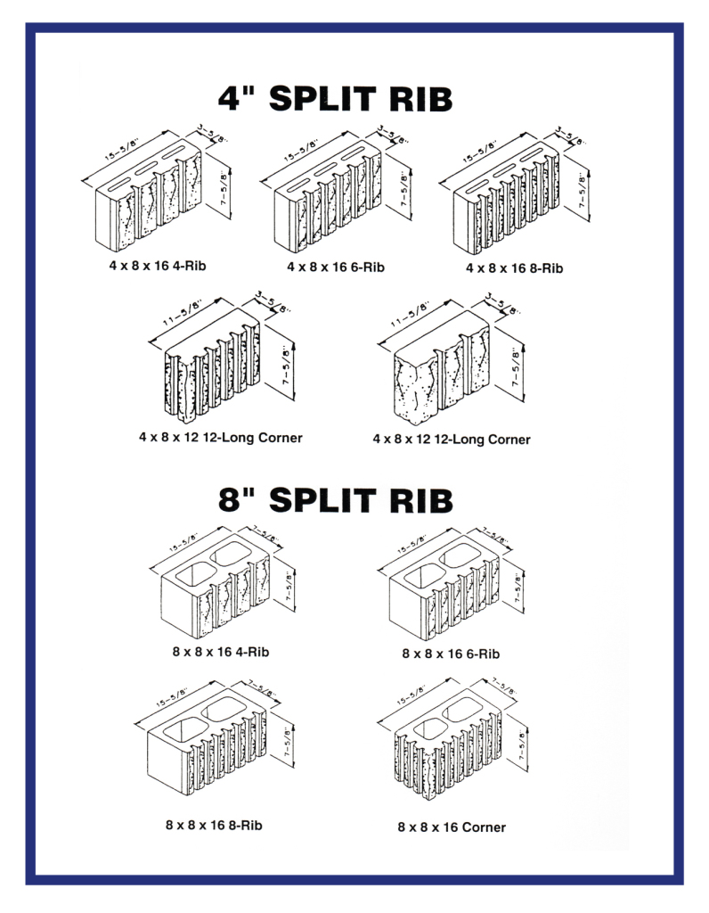4" and 8" Split Rib Concrete Block